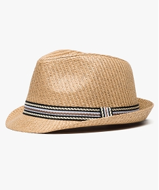 chapeau tresse avec ruban contrastant brun7361801_1