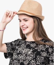 chapeau trilby paillete avec galon tresse beige7364701_1