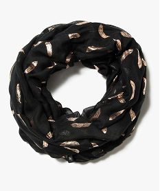 GEMO Grand snood en tissu motif plumes cuivré Noir