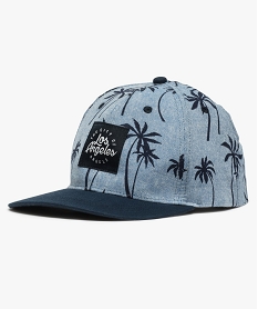 GEMO Casquette garçon chambray à imprimé palmiers Bleu