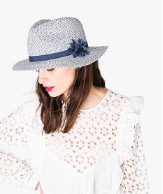 chapeau panama en papier et touches argentees bleu7367801_1