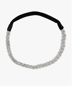 GEMO Headband en élastique tressé pailleté Gris