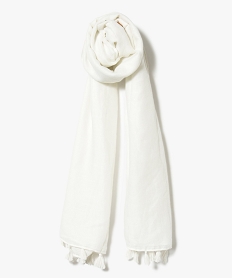 grand foulard paillete a pompons blanc7374901_1