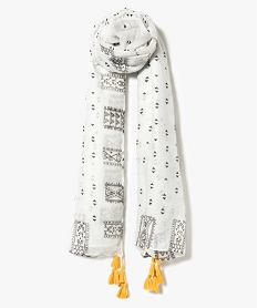 foulard a pompons et details dores blanc7375401_1