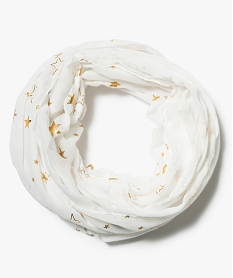 foulard snood imprime etoiles brillantes blanc7375601_1