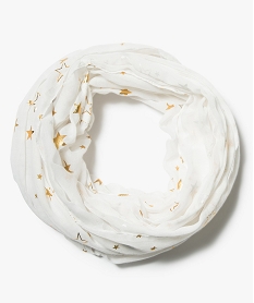 GEMO Foulard snood imprimé étoiles brillantes Blanc