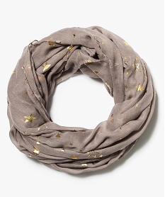 GEMO Foulard snood imprimé étoiles brillantes Brun