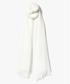 GEMO Foulard frangé effet froissé Blanc