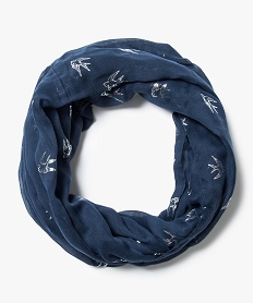 foulard snood imprime hirondelles bleu7377501_1