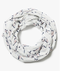 foulard snood imprime oiseaux et sequins blanc7377801_1