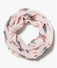 GEMO Foulard snood motifs oiseaux Beige