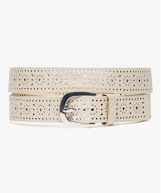 GEMO Ceinture femme à motifs ajourés Beige