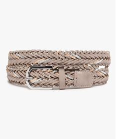 ceinture tressee imitation cuir avec details pailletes brun7379701_1