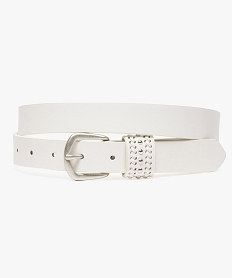 GEMO Ceinture cuir synthétique grainé Blanc