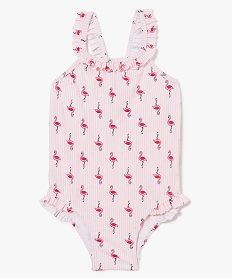 GEMO Maillot de bain une pièce à rayures et motifs flamants roses Imprimé