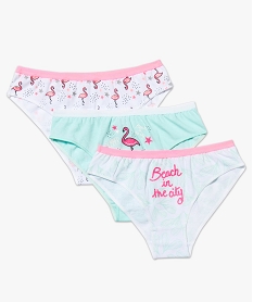 lot de 3 slips en stretch motif flamant rose multicolore7381501_1