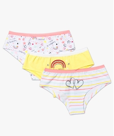 GEMO Lot de 3 shortys stretch motif arc-en-ciel Multicolore