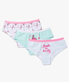 GEMO Lot de 3 shortys stretch motif flamant rose Multicolore