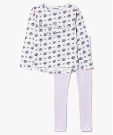GEMO Pyjama 2 pièces avec motifs coquillages et inscription pailletée kaki fonce