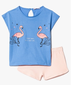 GEMO Pyjashort avec motifs flamants roses Bleu