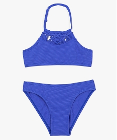 GEMO Maillot de bain 2 pièces avec motif tressé sur lavant Bleu