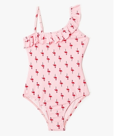 maillot de bain une piece forme asymetrique a motifs flamants roses imprime maillots de bain7385501_1