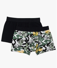 lot de 2 boxers en coton stretch uni et imprime camouflage noir pyjamas7387001_1