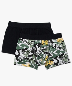 lot de 2 boxers en coton stretch uni et imprime camouflage noir7387001_1