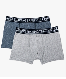 GEMO Lot de 2 boxers en coton stretch avec ceinture imprimée Multicolore