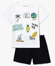 GEMO Pyjashort deux pièces motifs burger et soda Blanc