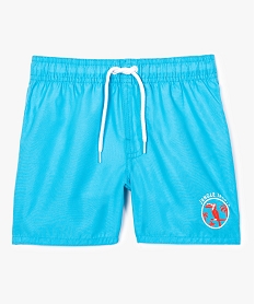 short de bain uni avec motif jungle sur la cuisse bleu7389601_1