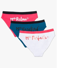 GEMO Lot de 3 slips stretch à messages Multicolore