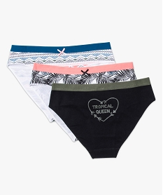 GEMO Lot de 3 slips stretch imprimés tendance Multicolore