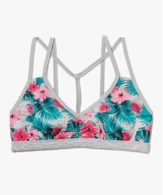 GEMO Brassière avec motifs à fines bretelles entrecroisées kaki fonce