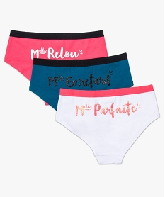 GEMO Lot de 3 shortys stretch à message pailleté Multicolore