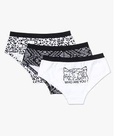 GEMO Lot de 3 shortys stretch bicolores noir standard