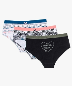 GEMO Lot de 3 shortys stretch imprimés tendance Multicolore