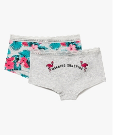 GEMO Lot de 2 shorties assortis avec taille en dentelle Multicolore