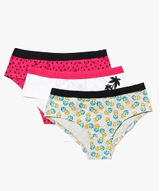 GEMO Lot de 3 shorties assortis avec large taille élastiquée Multicolore