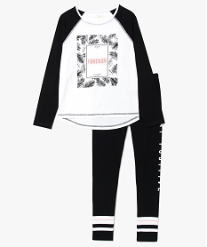 GEMO Pyjama bicolore avec motif sur lavant blanc chine