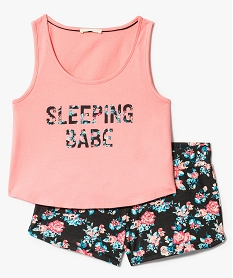 GEMO Pyjashort deux pièces rose à message rose standard