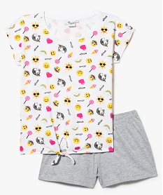 GEMO Pyjama tee-shirt et short - Emoji kaki fonce