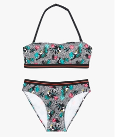 maillot de bain 2 pieces forme bandeau avec motif oiseaux imprime7398101_1