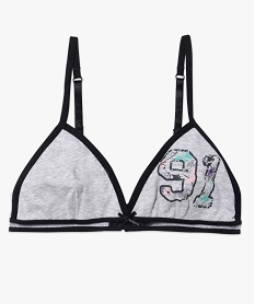 GEMO Soutien-gorge forme triangle avec élastique fantaisie Gris