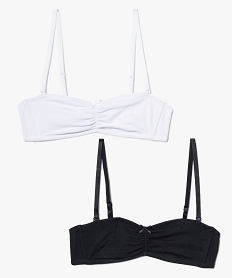 GEMO Lot de 2 soutien-gorges bandeau bretelles amovibles noir standard
