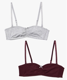 GEMO Lot de 2 soutien-gorges bandeau bretelles amovibles Rouge