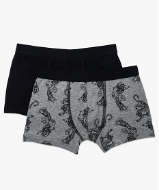 GEMO Lot de 2 boxers uni et imprimé skater noir standard