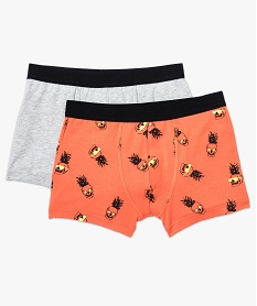 GEMO Lot de 2 boxers uni et motifs zombies Gris