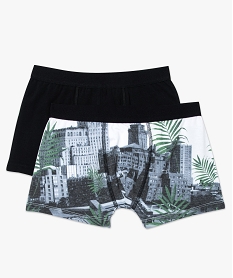 GEMO Lot de 2 boxers uni et imprimé urbain noir standard