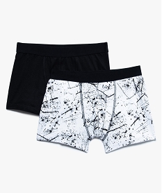 GEMO Boxer garçon coton stretch motif taches dencre (lot de 2) noir standard